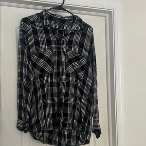 Express Black and White Checkered Button Down Shirt